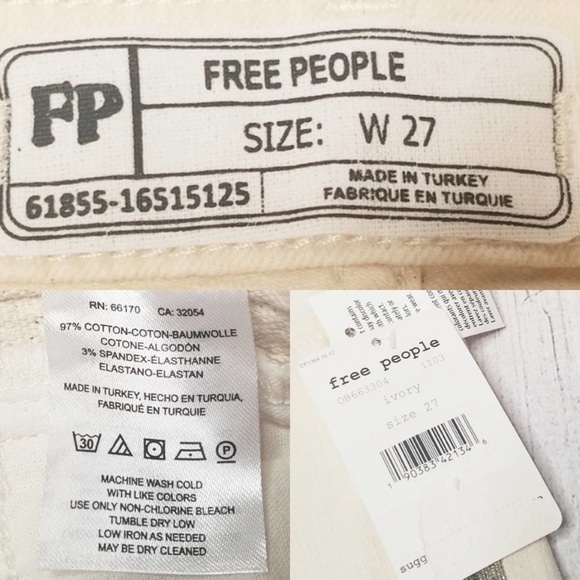 Free People Embellished Skinny Jeans Ivory 27 NWT - Picture 9 of 9
